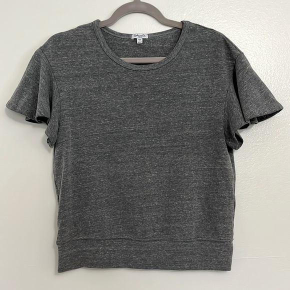 Splendid Flutter Sleeve Crewneck Top, Heather Grey - Picture 2 of 7